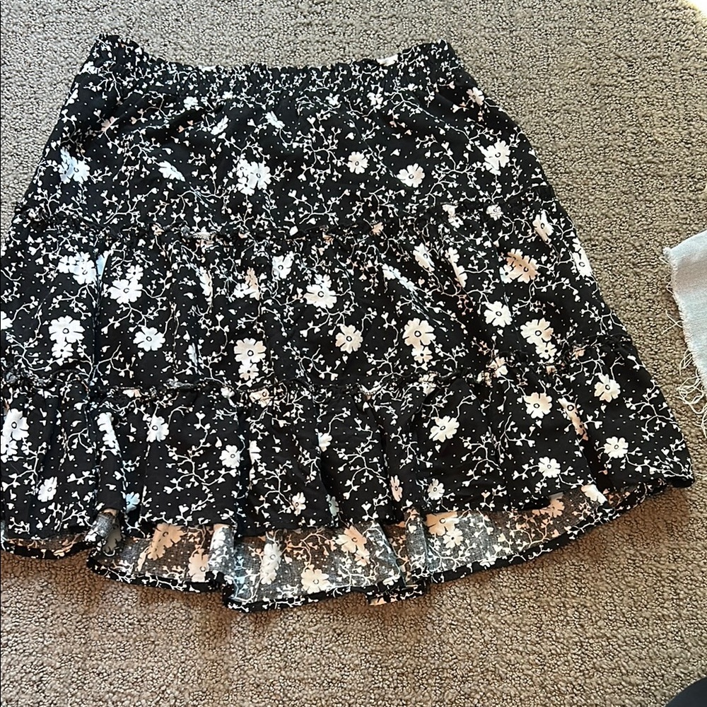 Floral Black Skirt